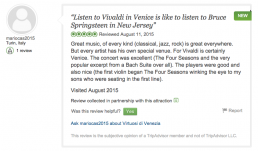 “Listen to Vivaldi in Venice is like to listen to Bruce Springsteen in New Jersey”
